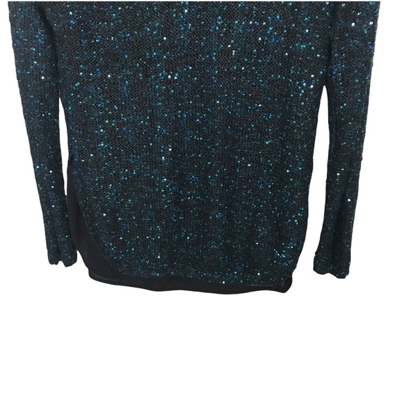 Apt 9 Blue Black Sequin Layered Knit Sweater - Picture 4 of 10